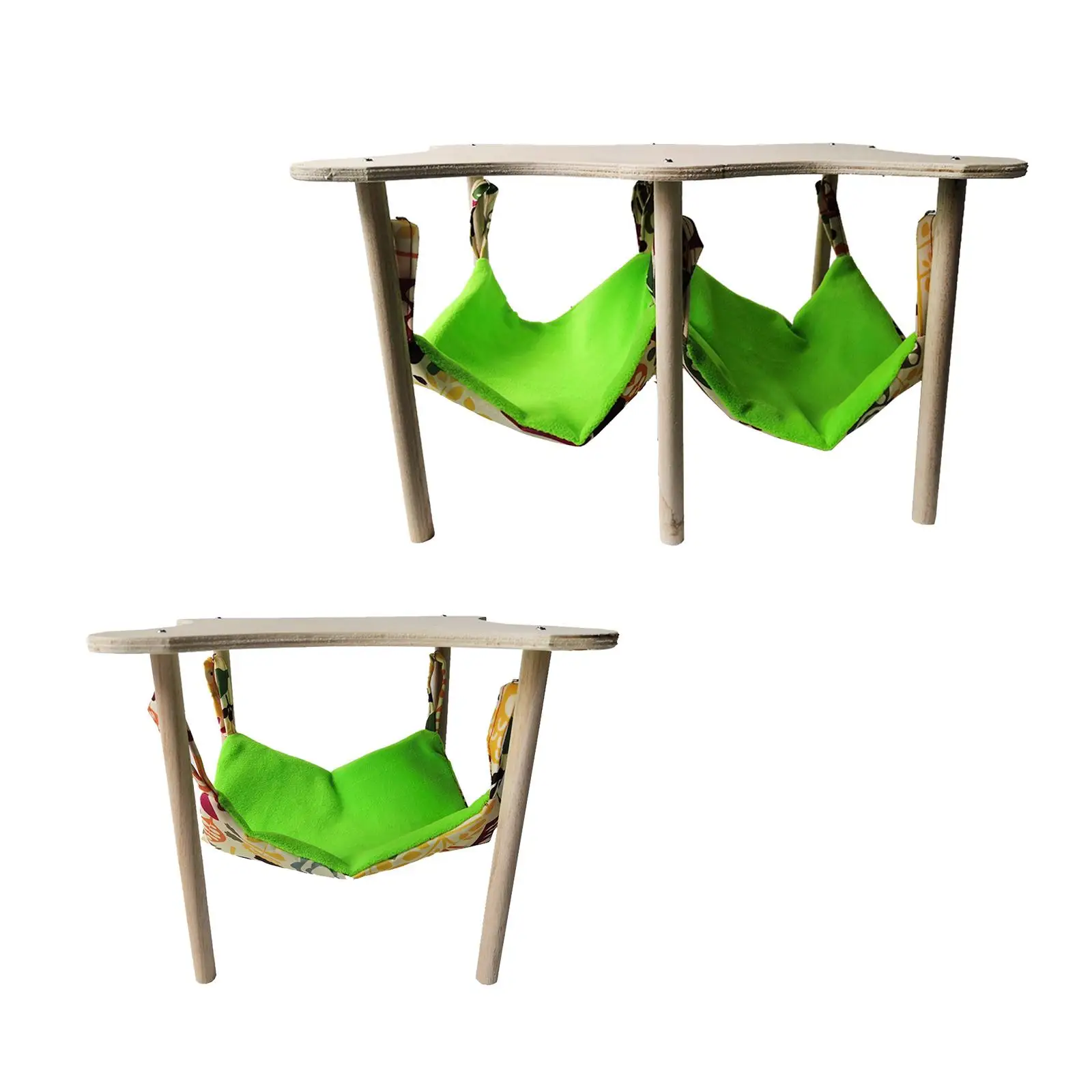 Guinea Pigs Hammock with Durable Wooden Stand Hamster Hammock Hideout Tunnel for Parrot Ferrets Bunny Hamster Dwarf Rabbit