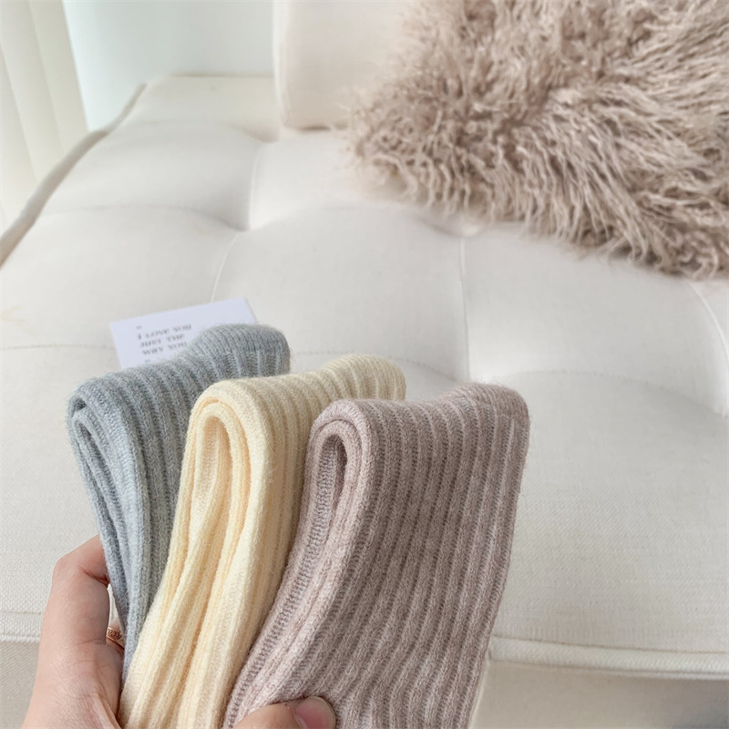 2022 New Winter Thicker Cashmere Wool Women Socks Casual japanese fashion Solid Color Long Sock Girls Thermal Warm Crew Sock