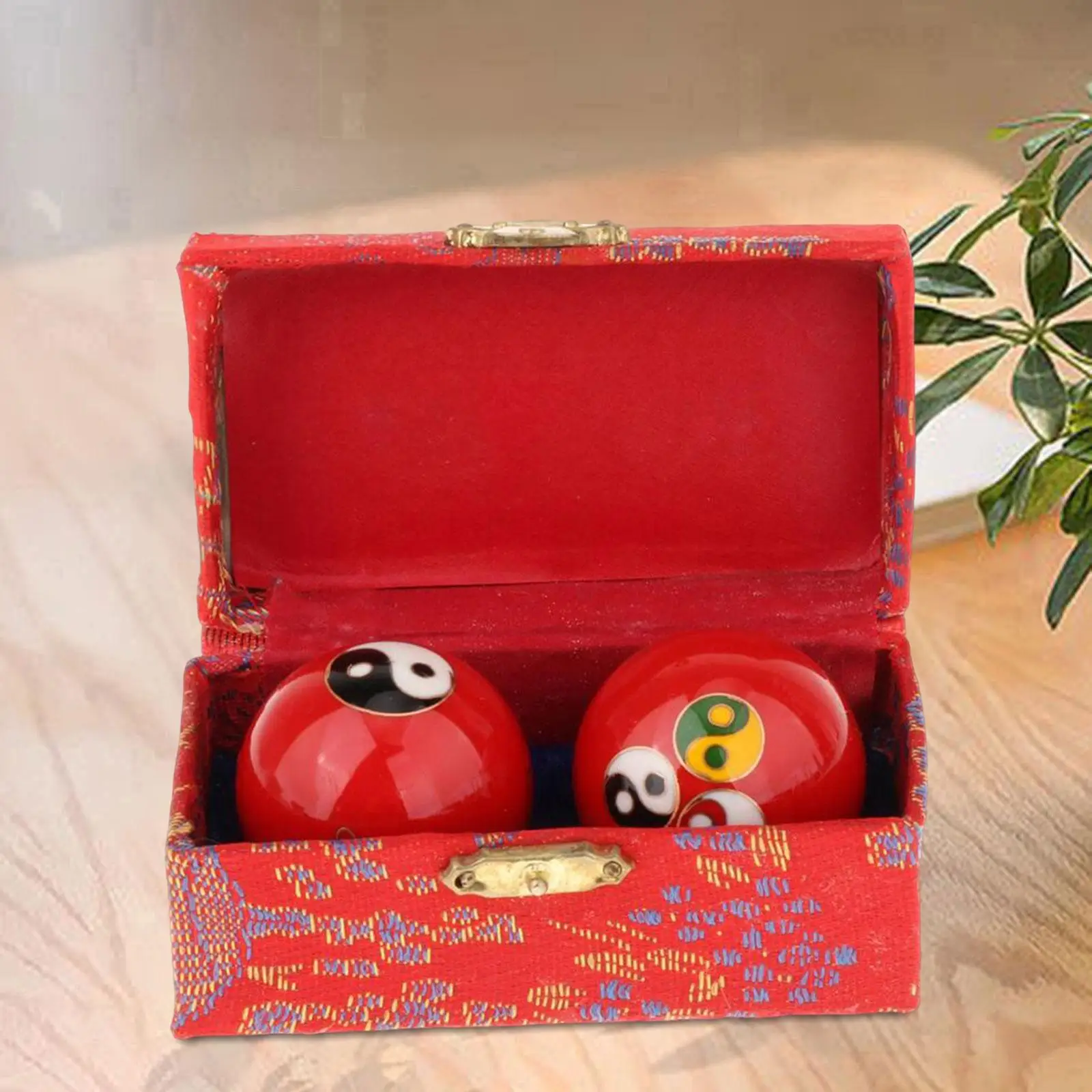 2 Pieces Massage Balls with Storage Box Exerciser Durable Baoding Balls Chinese Exercise Handballs for Parents Elderly Children