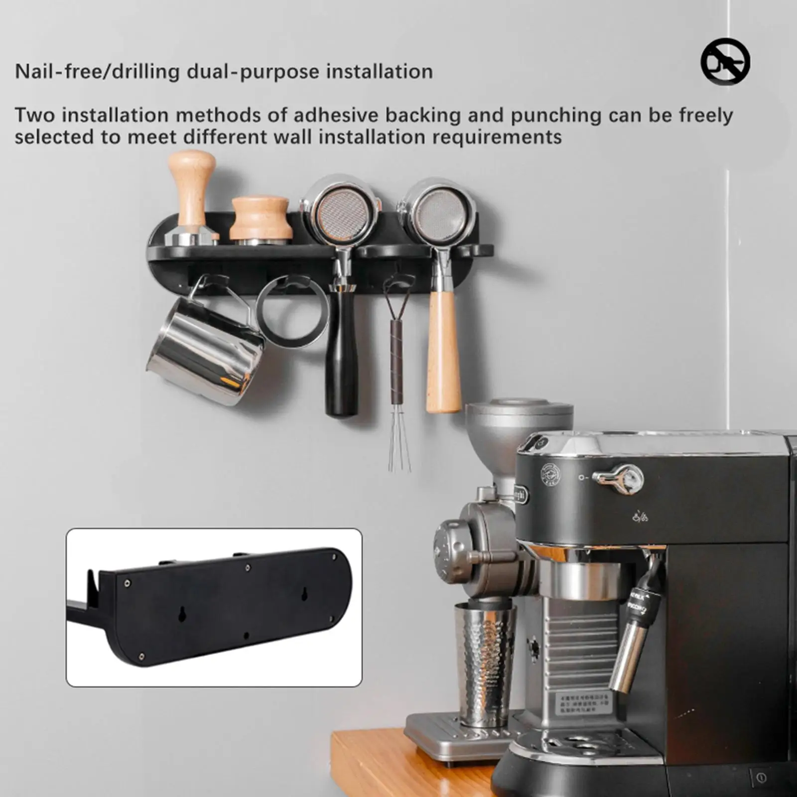 Coffee Portafilter Rack Kitchen Tool Sturdy with Hooks Multipurpose Storage Holder Bracket Holder for Hotels Kitchen