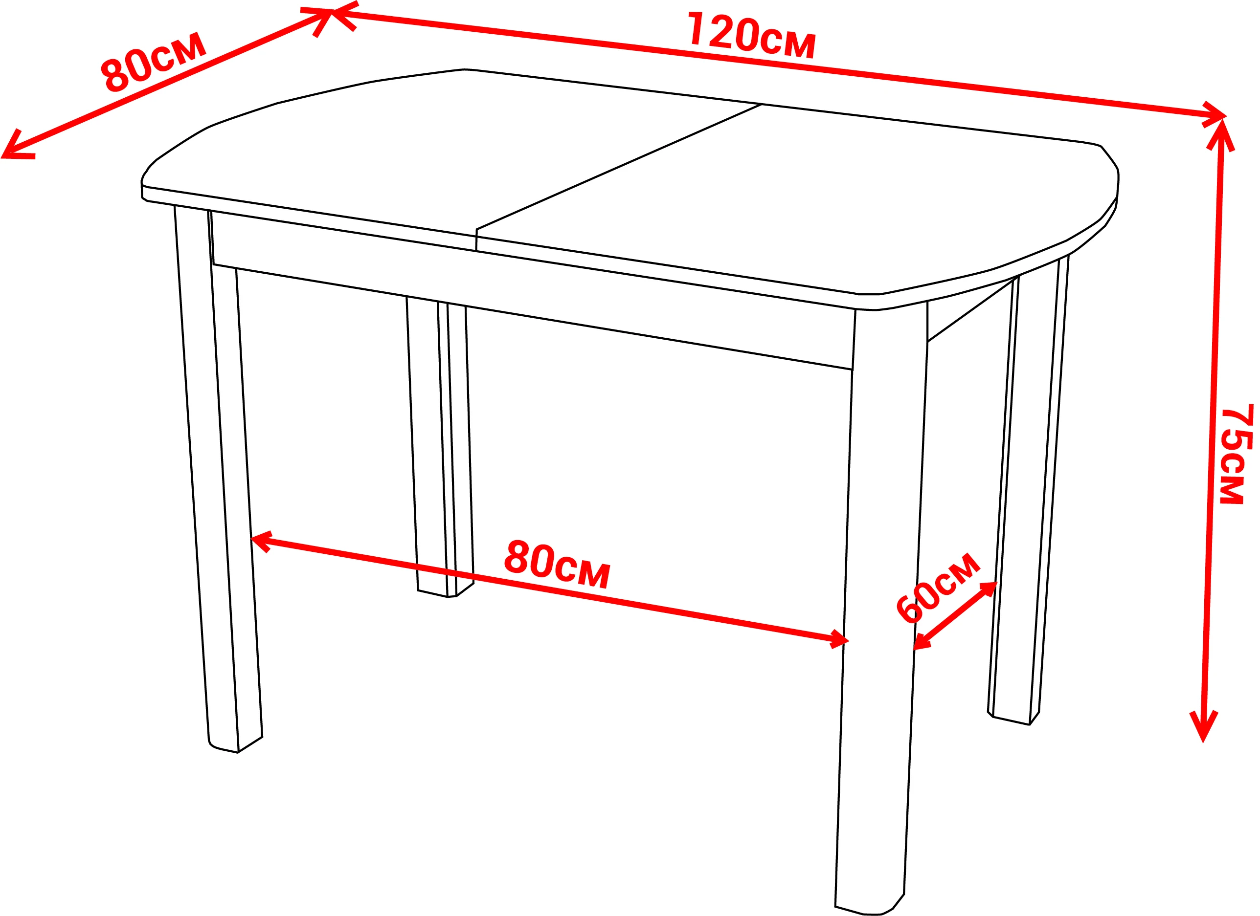 размер кухонного стола для 4 человек