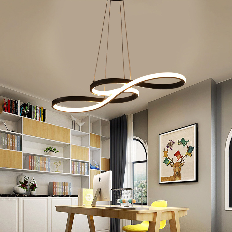 Italian Creative Minimalism Line Aluminum Copper Chandelier Restaurant Kitchen Study Pendant Lamp Modern LED Lighting Home Decor