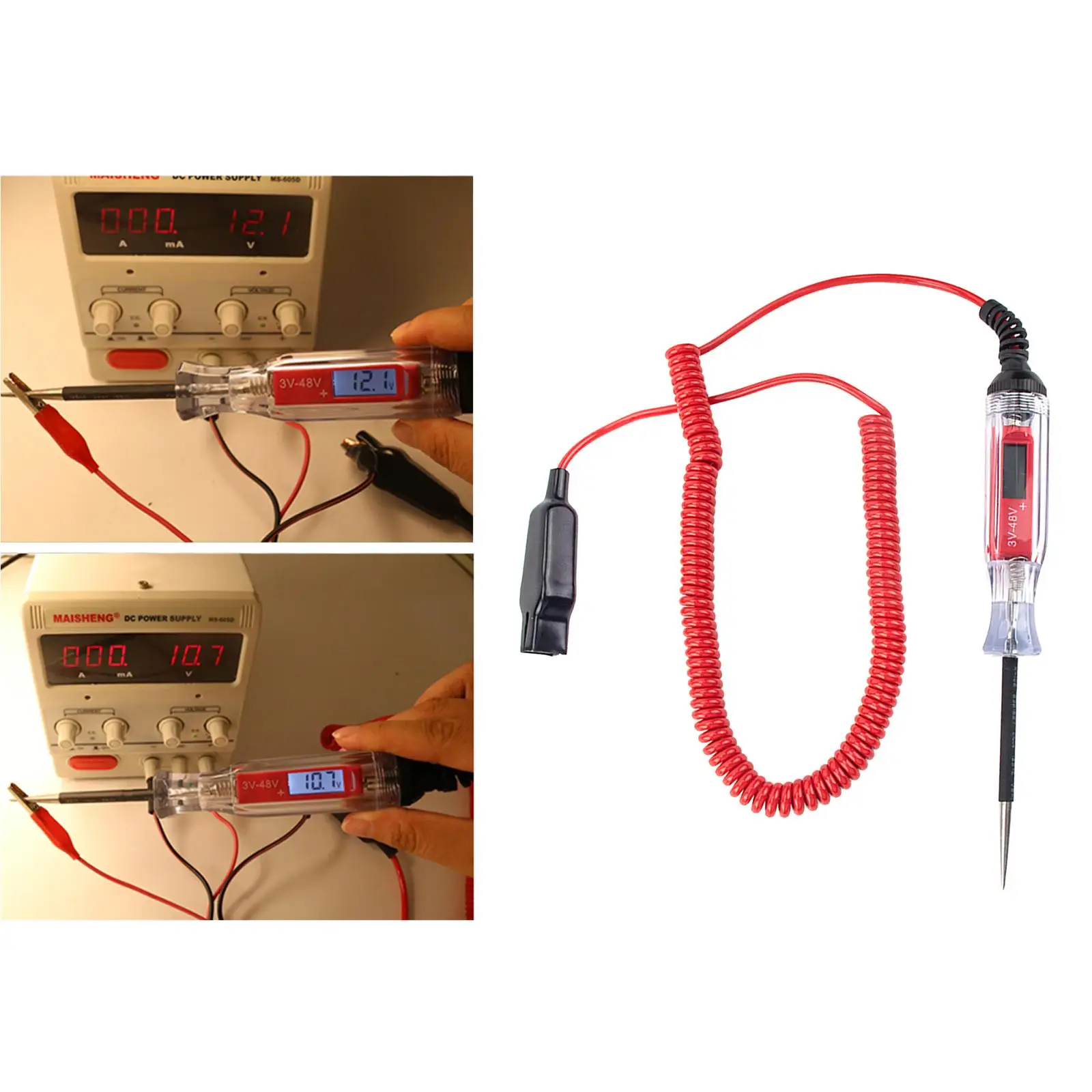 Heavy Duty Automotive Circuit Tester, Professional Circuit Tester Light, Extended Test Leads, Long Probe for Car Voltage