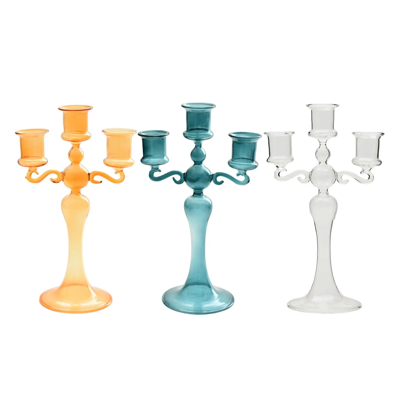 Glass Candle Holder Glass Candlestick for Mantel Dining Room Spring Festival
