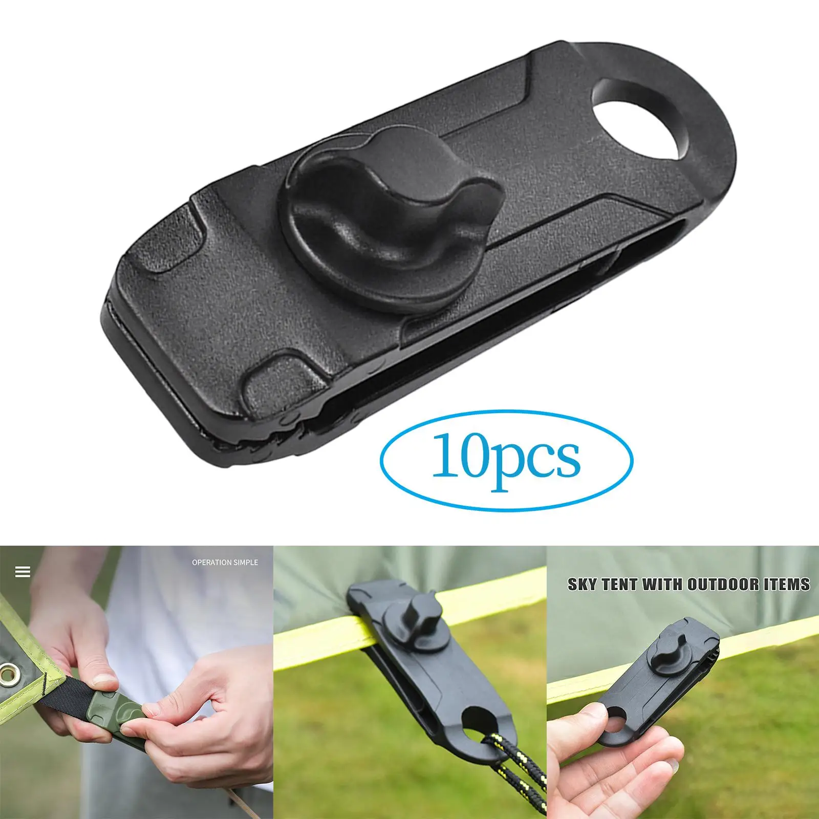 10 Pieces Reusable Tent Canopy Cloth Clips Adjustable Accessories Buckle Tool Black for Boat Cover Car Covers Projector Screen