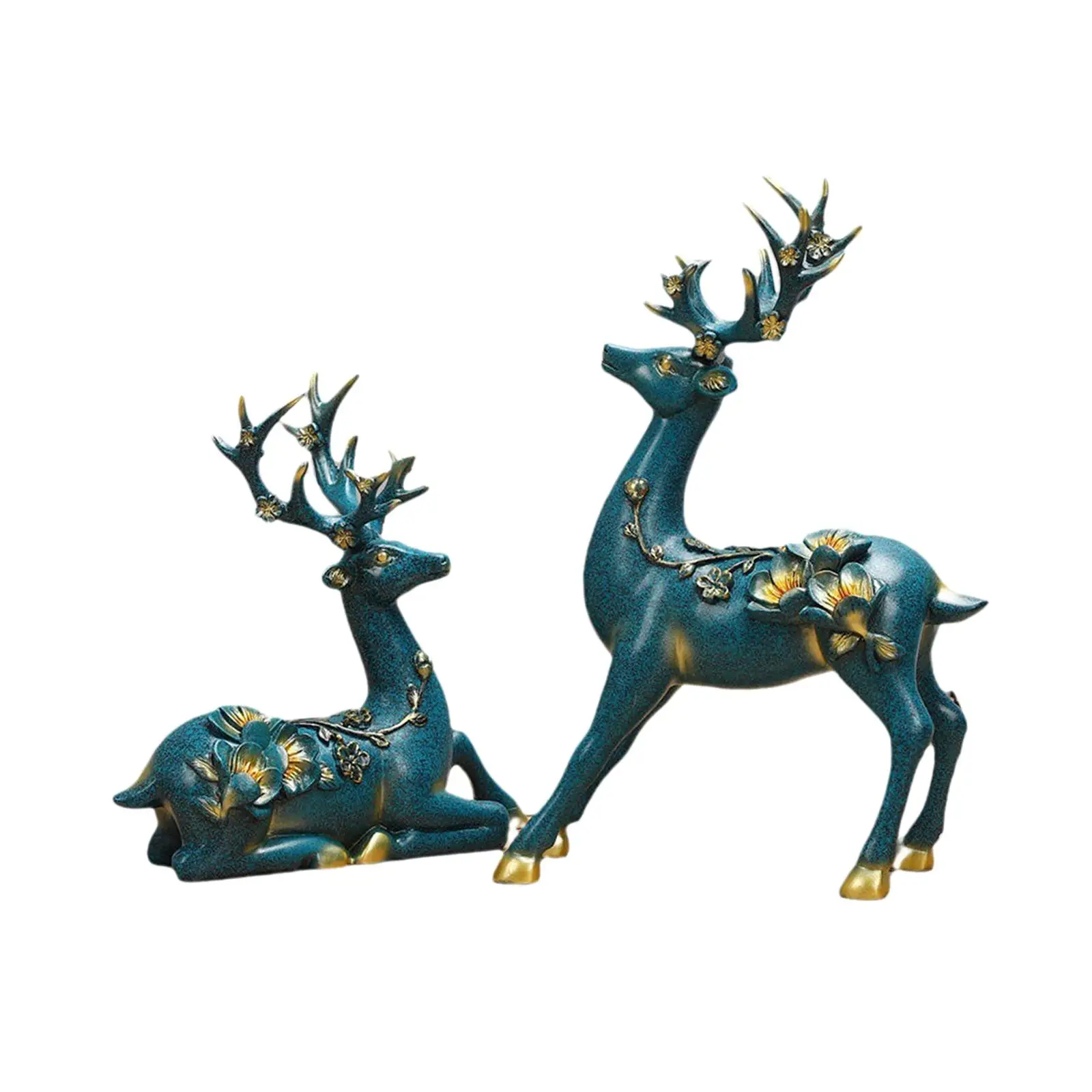 2 Pieces Reindeer Figurines Modern Elk Deer Statue Tabletop Ornaments for Furnishing Bookshelf Table Centerpiece Bedroom Desktop