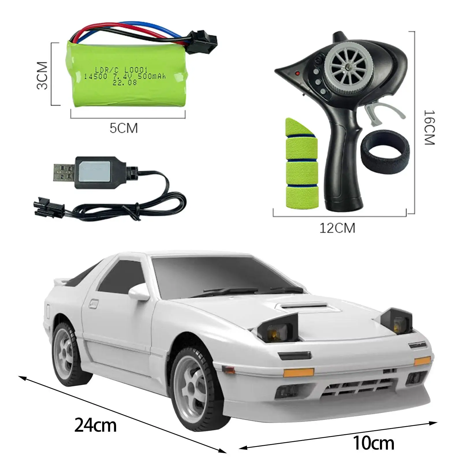 Remote Control Car 10km/H and Remote Control with Lights Drifting Tire Sport Toy Car 1/18 Scale for Kids Adults Girls Boys Gift