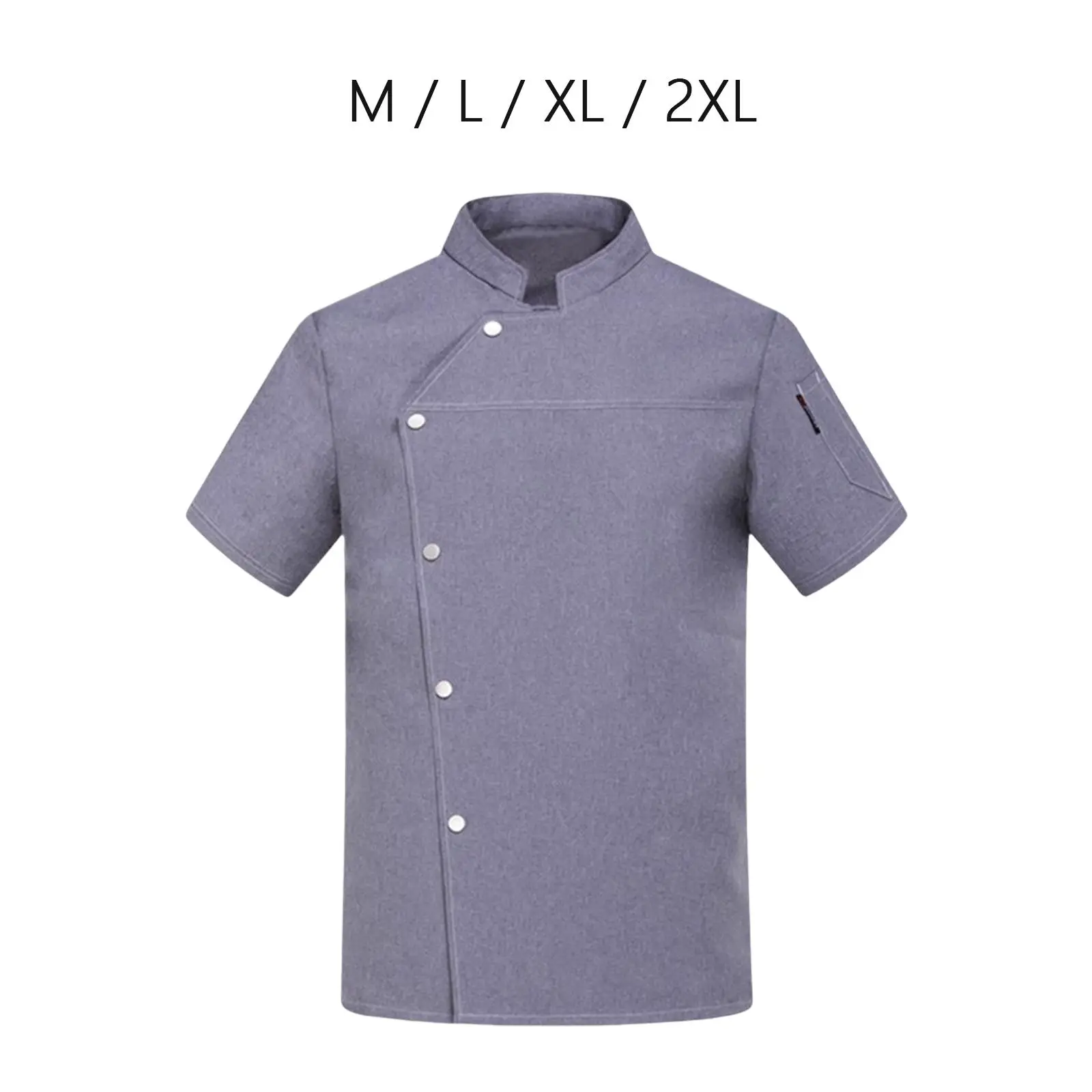 Chef Coat Jacket Short Length Sleeve Lightweight Breathable Waiter Apparel Chef Uniform for Food Industry Bakery Hotel Kitchen