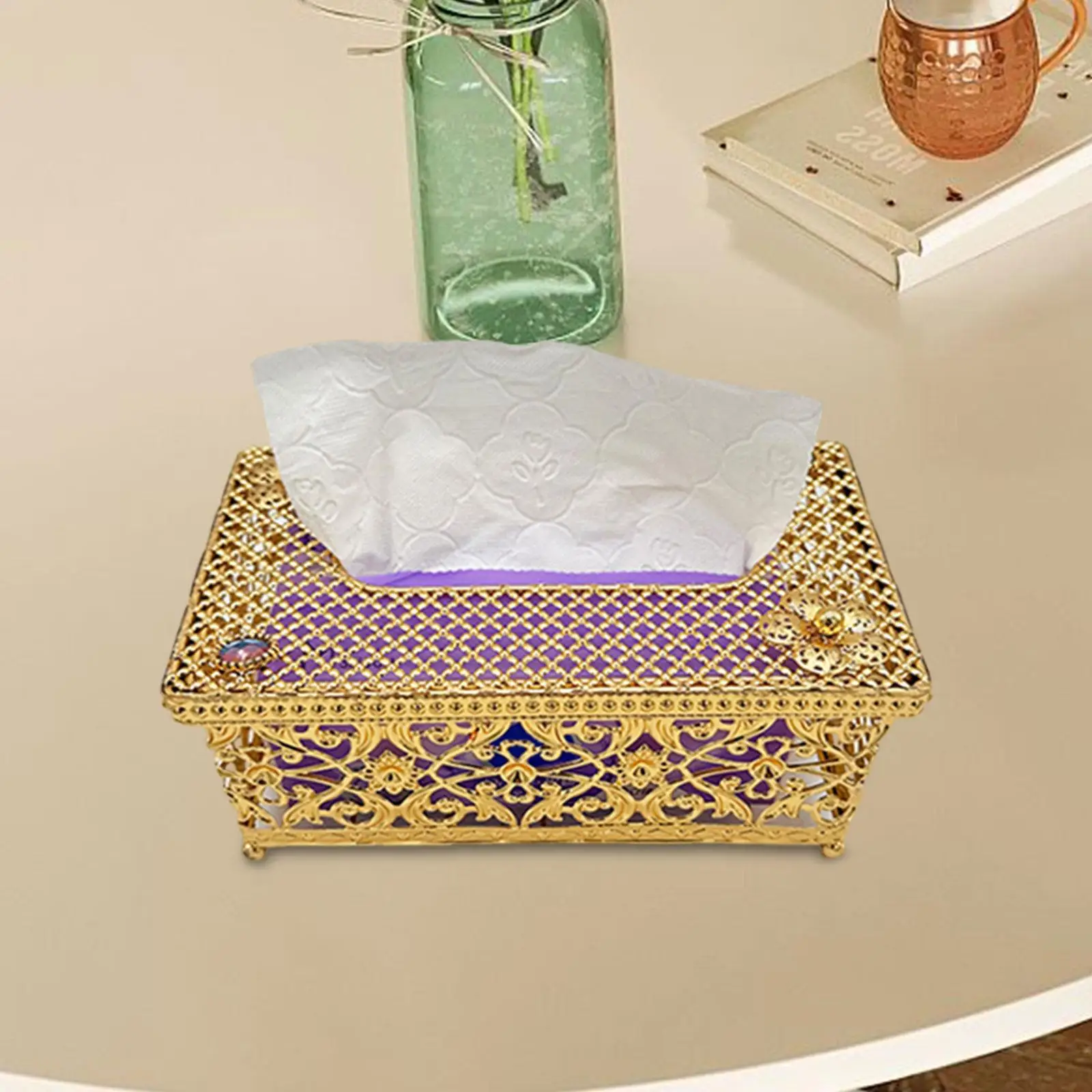 Tissue Box Cover Decorative Elegant Rectangle Napkin Dispenser Bathroom Tissue Holders for Dressers Countertop Bedroom Decor