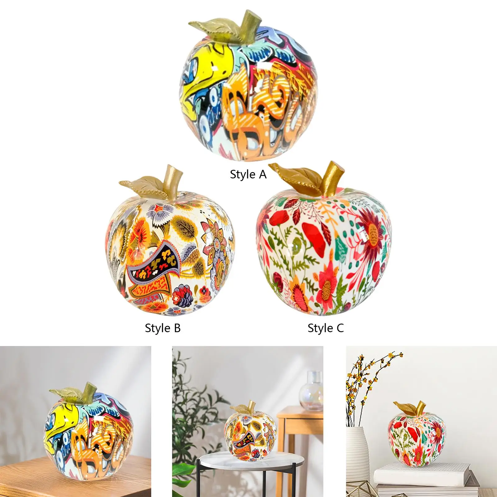 Graffiti Statue Fruits Sculpture Fashion Ornament Abstract Home Decoration