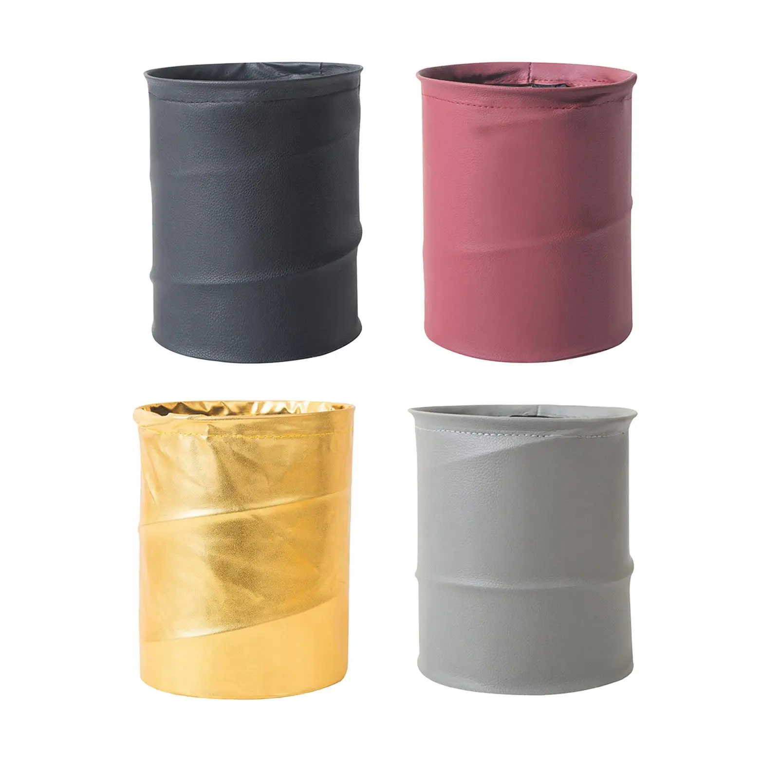 Car Trash Can, PU Leather Waterproof Collapsible Foldable Rubbish Bin Waste Basket Bin Waste Basket