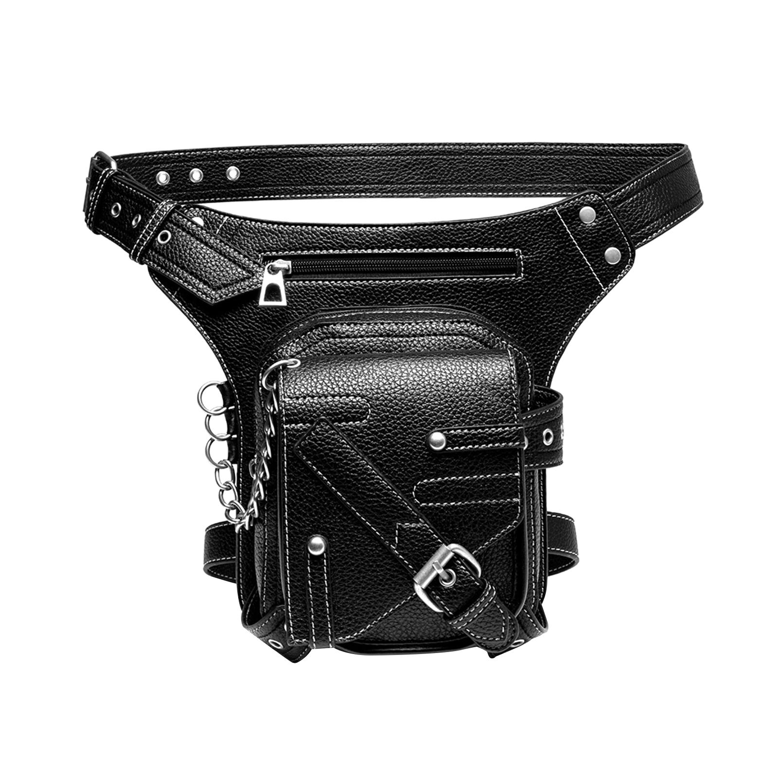 PU Leather Steampunk Waist Bag Fanny Pack Thigh Holster Outdoor Travel Nightclub for Women Men Climbing Messenger Shoulder Bags