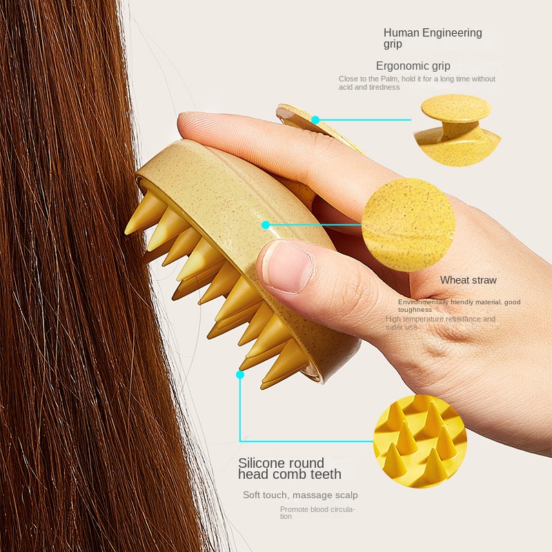 Description Picture 3 of itemSilicone Hair Scalp Massage Hair Brush Shampoo Brush Manual Head Acupoint Therapy Comb Health Care Washing Bath Exfoliate Remove