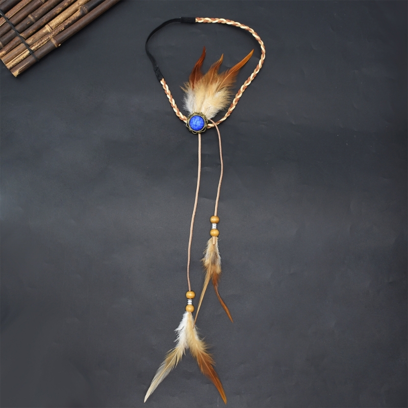 Boho Federn Stirnbänder Boho Kopfstück Native American Kopfschmuck Indische Kopfschmuck Federn Kopfschmuck Hippie Schmuck DXAA – Detail 8