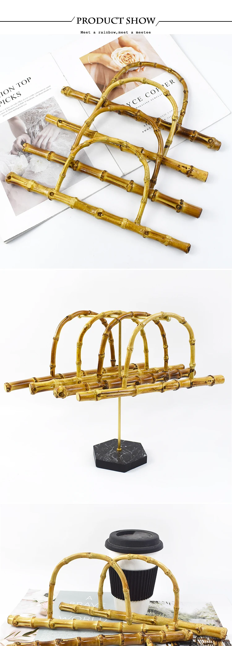 1-5Pcs 28/30cm Deepeel Purse Handle DIY Replacement Bamboo Bag Strap Handles Shoulder Belt for Handbag Making Accessories