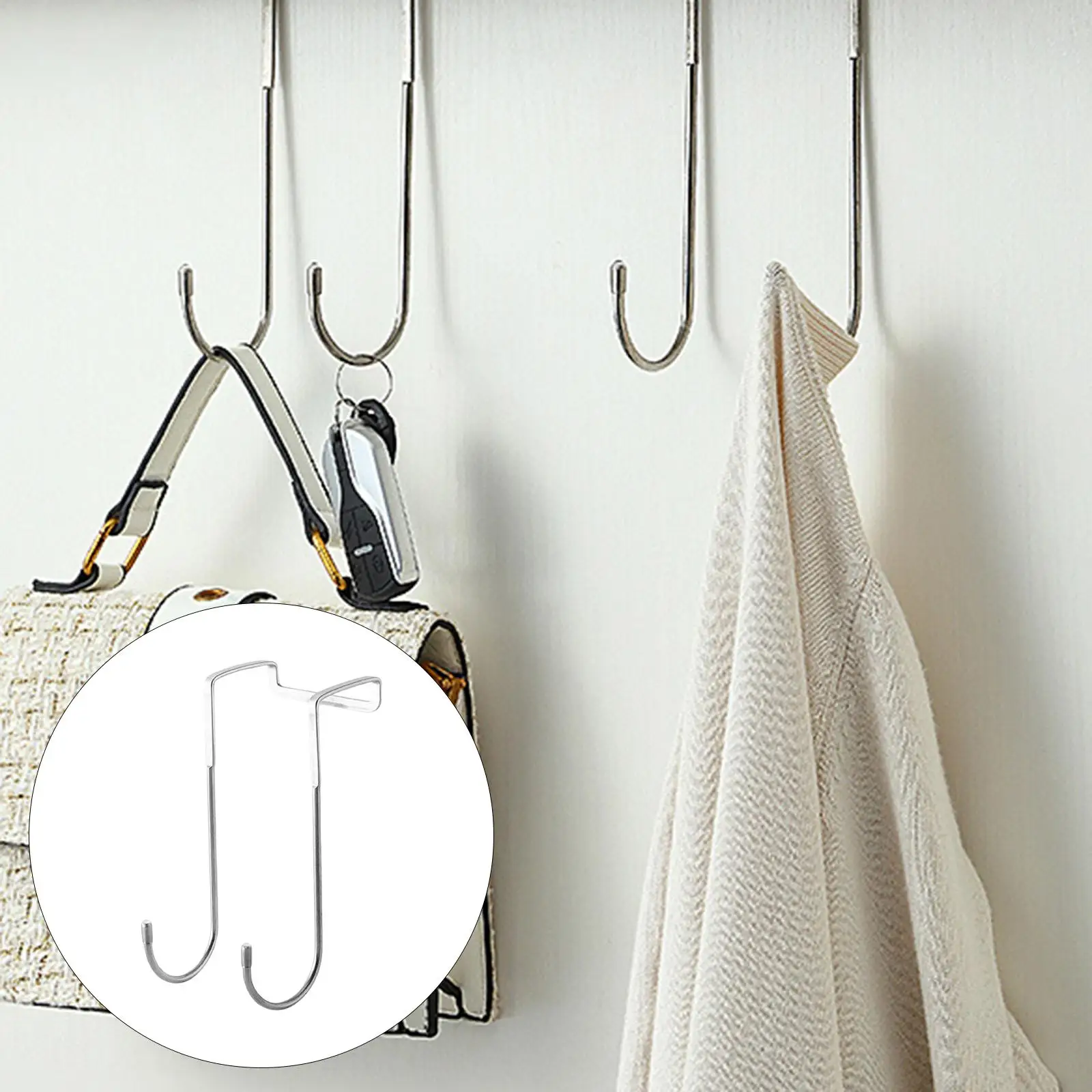 Shower Door Hooks Kitchen Organizers Hanging No Drilling Over Door Hooks Clothes Hooks for Closet Umbrella Bedrooms Towel Robe