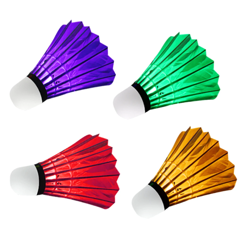 4 Pieces Colorful LED Badminton Ball Set Luminous Shuttlecocks