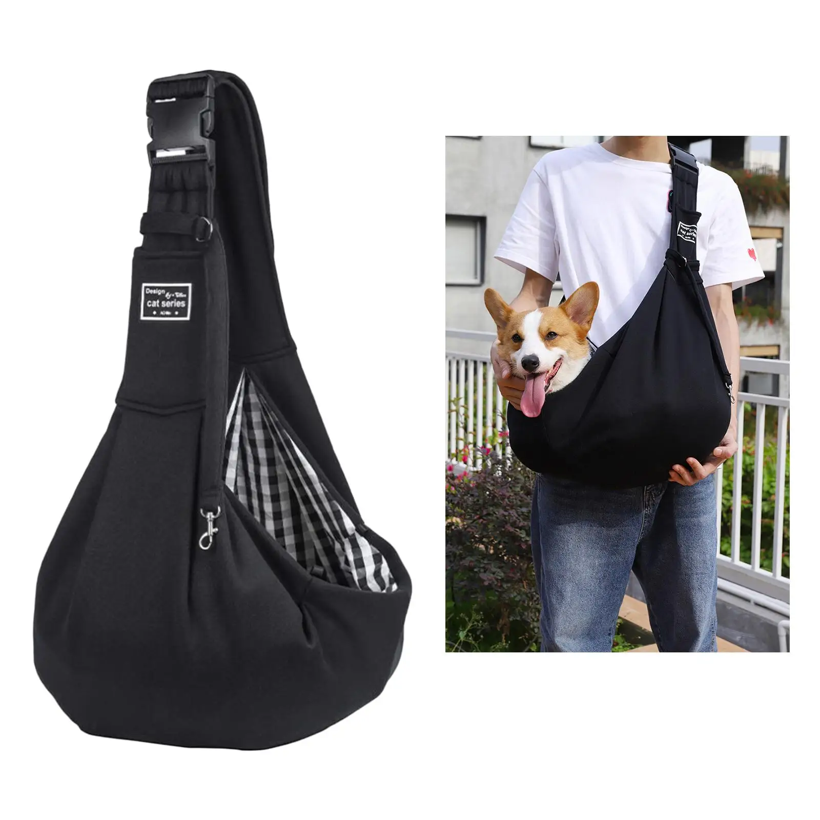 Collapsible Pet Sling Carrier Bag Cat Dog Outdoor Tote Accessories Hiking Portable Hand Free Adjust Buckle Single Shoulder Bag