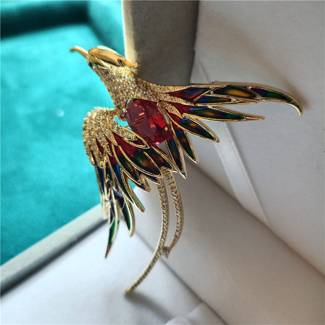 Light Luxury Chinese Style Enamel Phoenix Brooch Women's