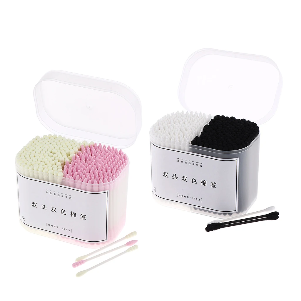 300pcs Make Up  Swabs Double Tip Cosmetic Applicators with Paper