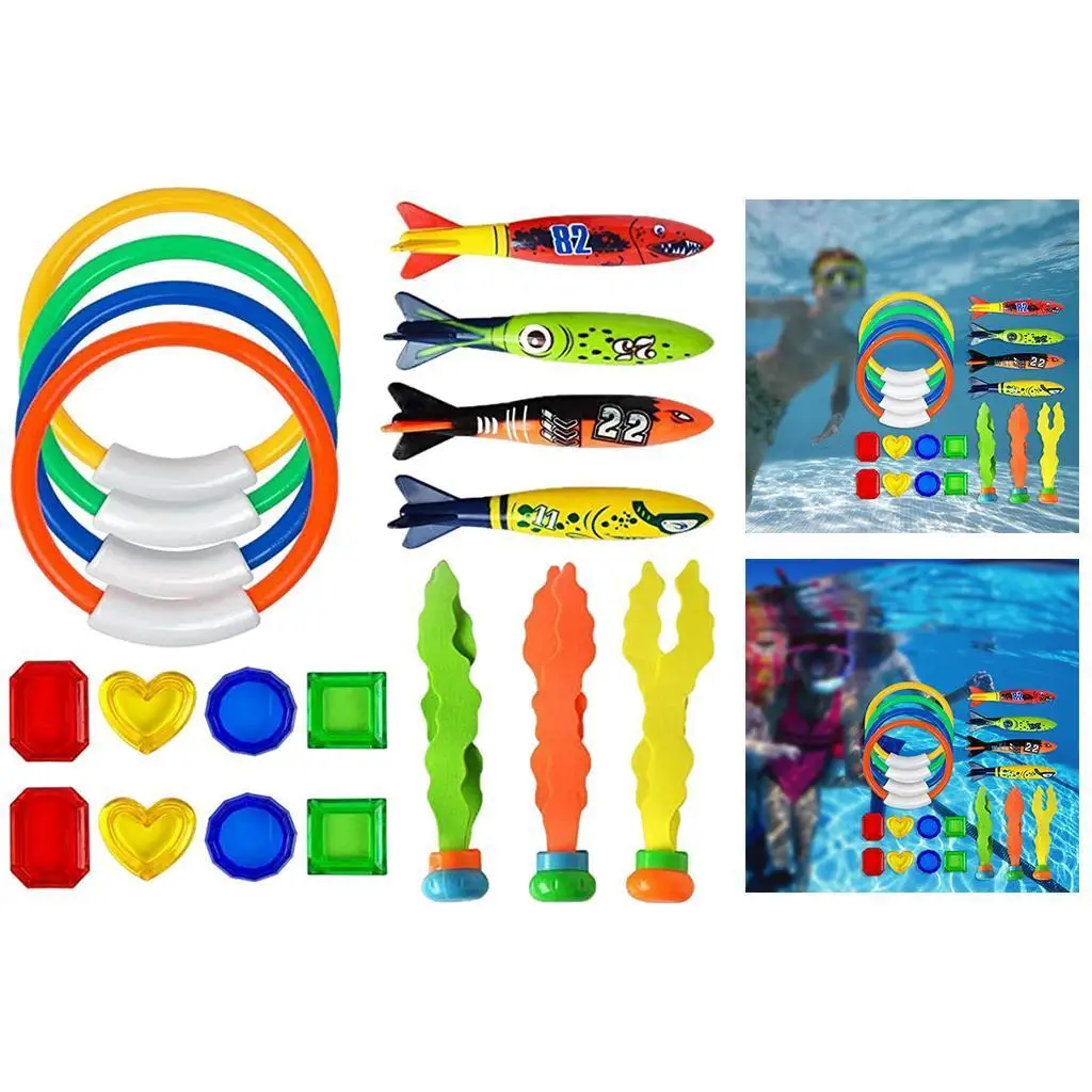19pcs Plastic Diving Toys Underwater Swimming Pool Toys Summer Water Game
