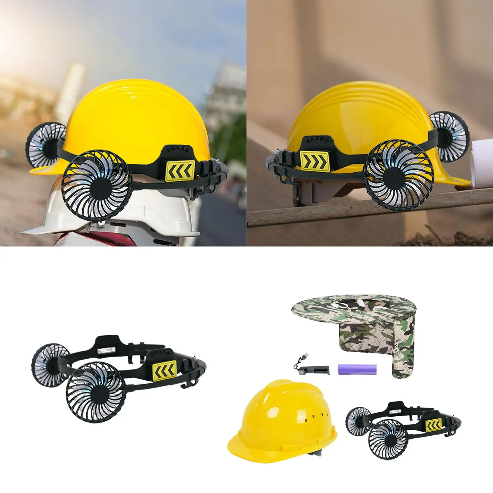 Hard Hat Fan Safety Helmet Fan Strong Wind Summer for Most Caps Style Safety Helmet Portable Fan for Outdoor Activities Supplies
