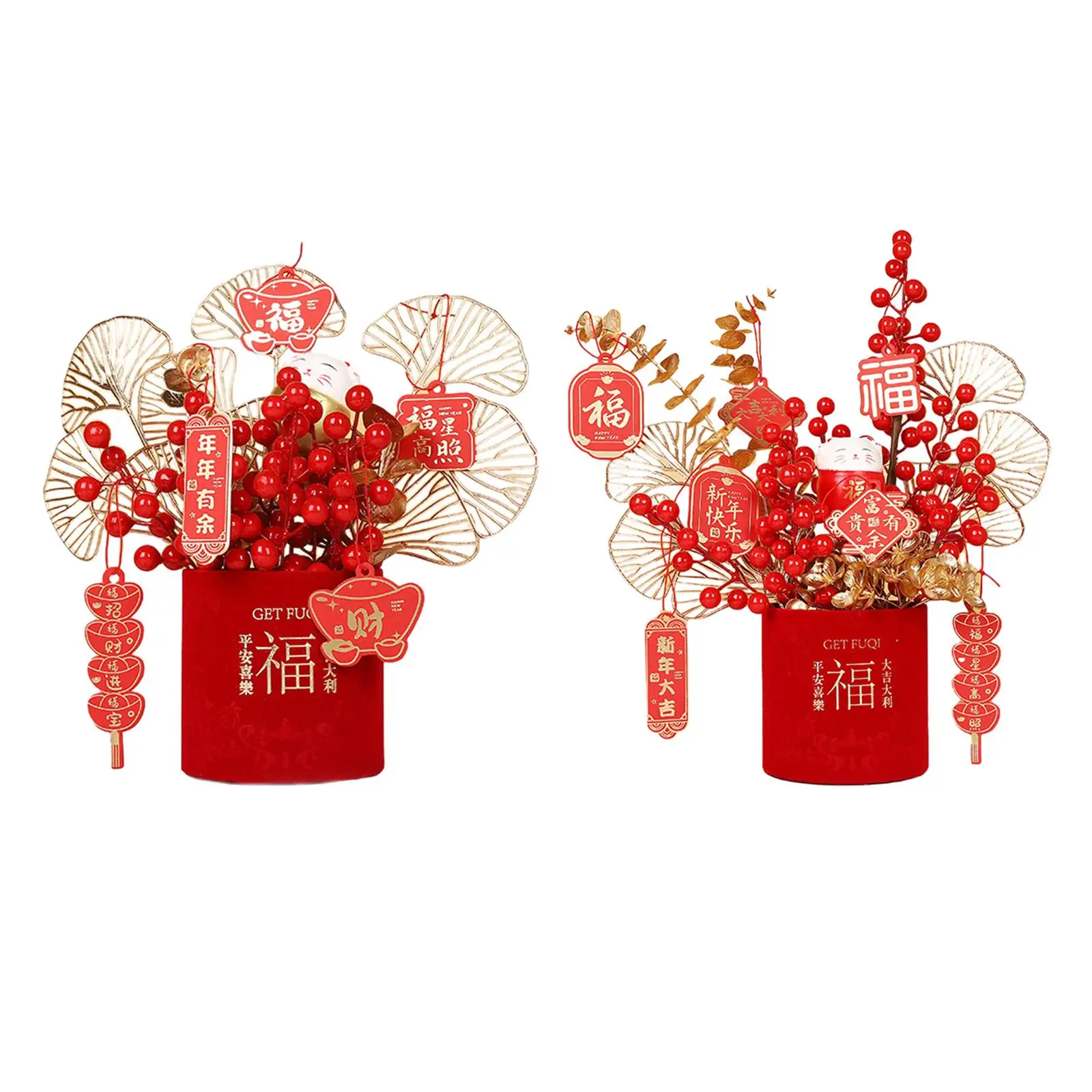 Fu Character Flower Pot Photo Props Pendants New Year Lucky Flower Vase for Farmhouse Housewarming Indoor Desktop Decoration