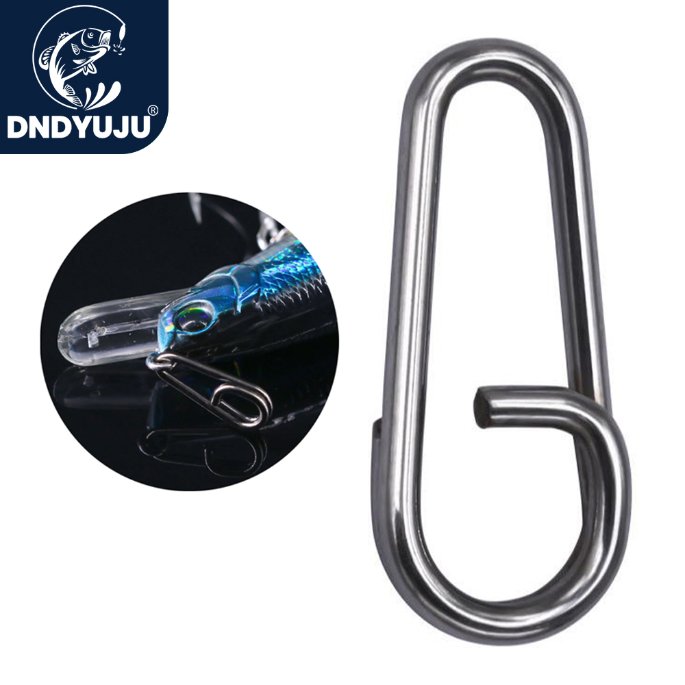 DNDYUJU 20–100 Stück Edelstahl gebogene tot ovale Spaltringe Schlaufenköder Angelverbinder Angelhaken Snap Fake Bait Swivel Snap – Detail 3