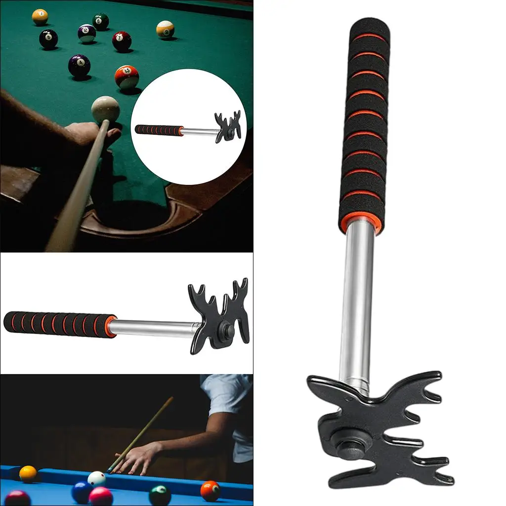 Retractable Billiards Pool Cue Stick with Removable Plastic Bridge Head