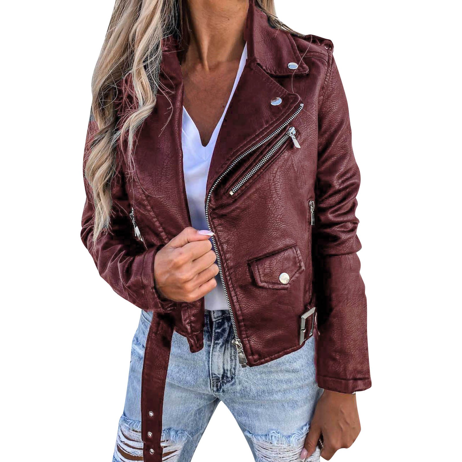Description Picture 5 of itemAutumn Winter Jacket Pu Leather Coat Jackets For Women 2022 Locomotive Short Zipper Coat Autumn Winter Coat For Women chaquetas