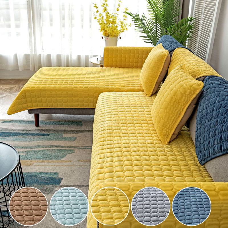 sofá de veludo grosso cobre slipcovers sofá toalha universal antiderrapante capa para sala de estar decorativa capa de sofá