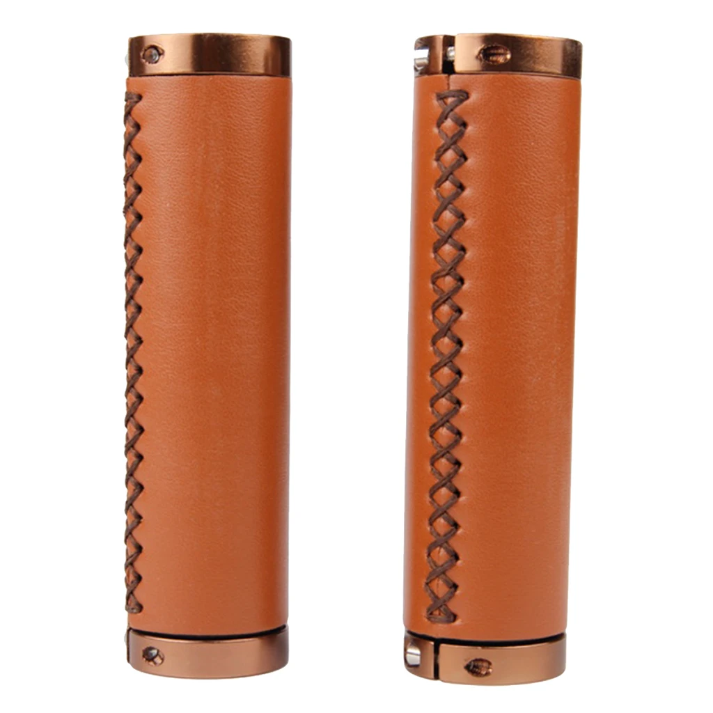 1 Pair of  Handlebar Grips Bike Handle Made of Leather for 22.2mm  Handlebars