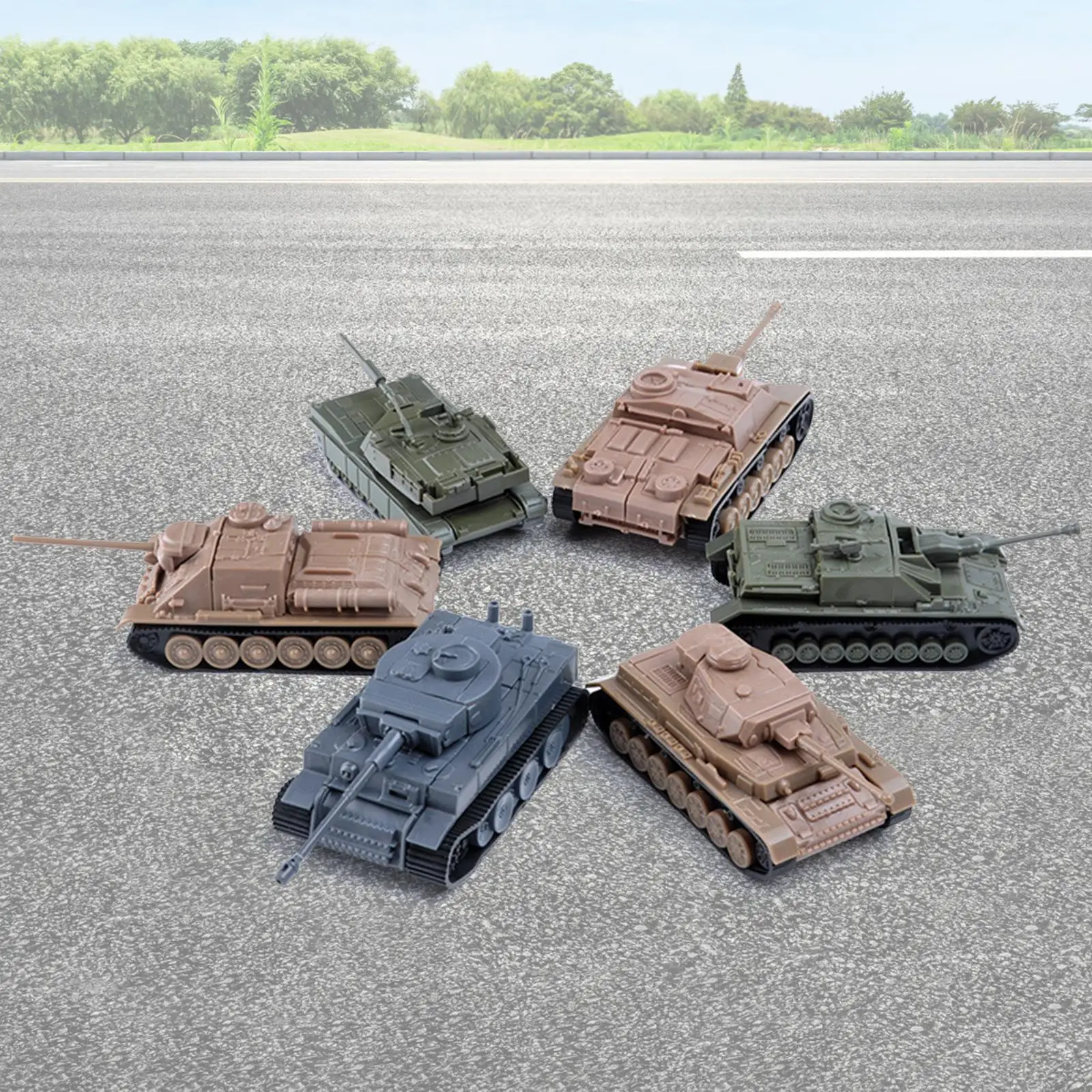6x Static Tanks Collection Ornaments Toys Party Favors Military Display Gift for Boy and Girl Adult Kids Children Beginners