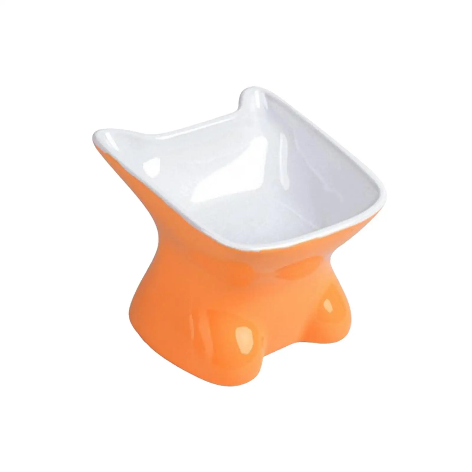 Raised Cat Food Bowl Pet Feeding Bowl Durable Protection Cervical Ceramic Raised Tilted Feeder Kitty Snack Bowl for Small Dogs