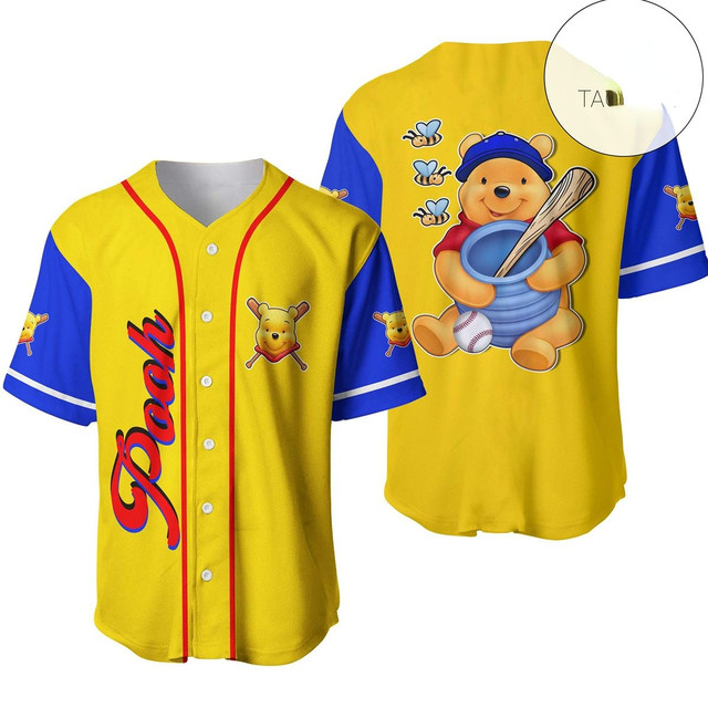 Winnie The Pooh Red Yellow Patterns Custom Baseball Jersey