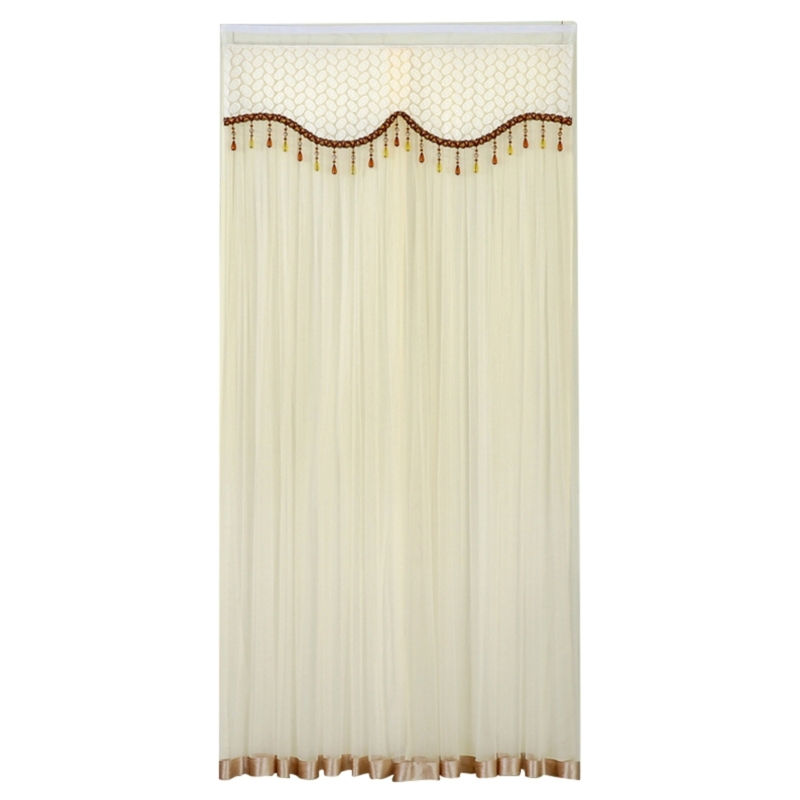 Cantonnière En Dentelle Fleurie Beige 39x71 Pouces - Rideau Décoratif En Polyester Avec Poche Pour Tringle - Pour Fenêtre, Porte, Bibliothèque - 3