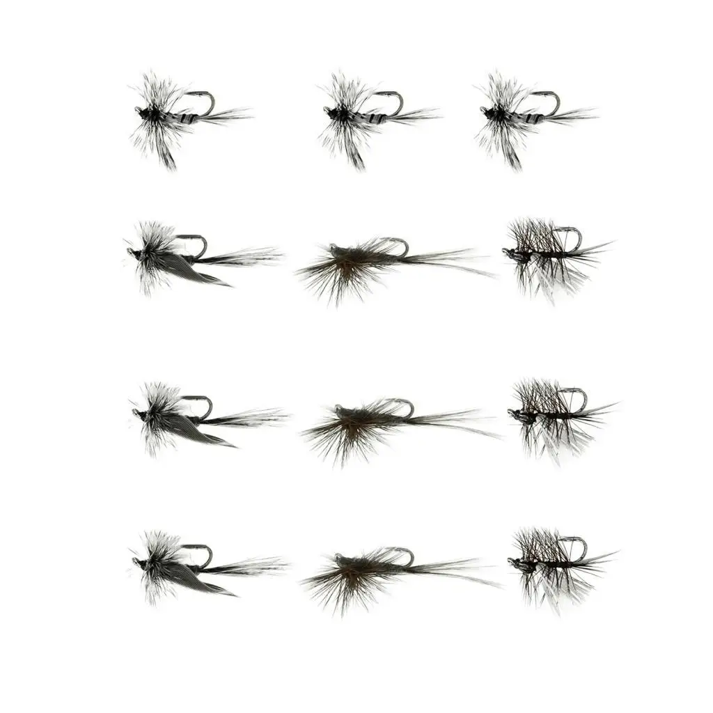 12x Fly Fishing Flies Fly Fishing Lures Kit Sea Fishing Fishing Gear Outdoor Fishing Bait with Hooks for Perch Bass Trout Salmon