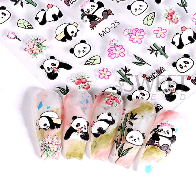 Kawaii Panda Nail Art Stickers - Cute Bamboo Letter Designs For Water Decals  And Watercolor Tattoos - Temu