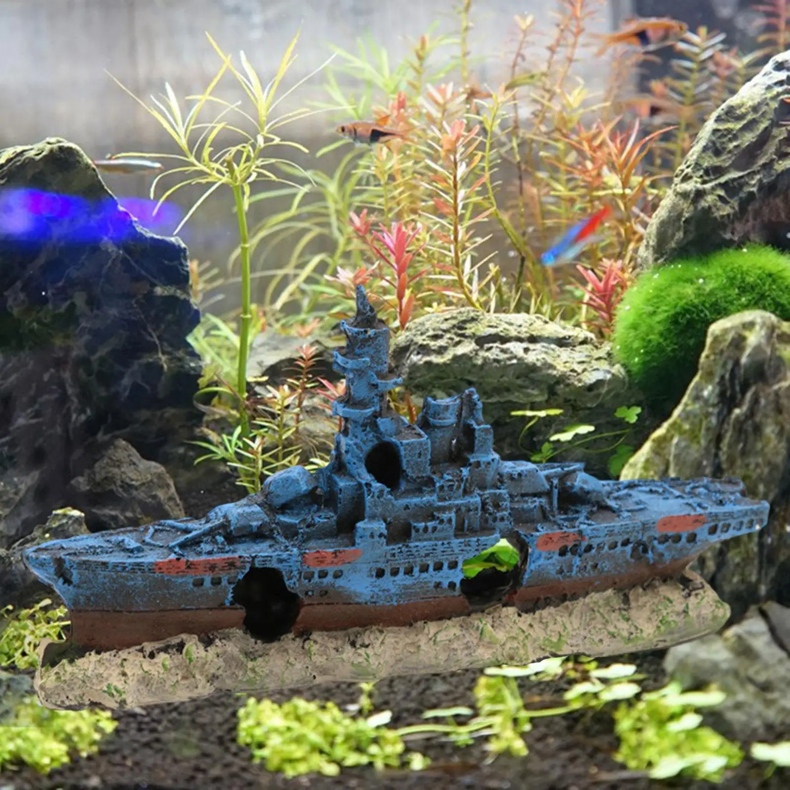 Aquarium Decoration Ship Landscaping Accessories Craft Figurine Fish Tank Decor for Micro Landscape Desktop Desk Bookshelf Table