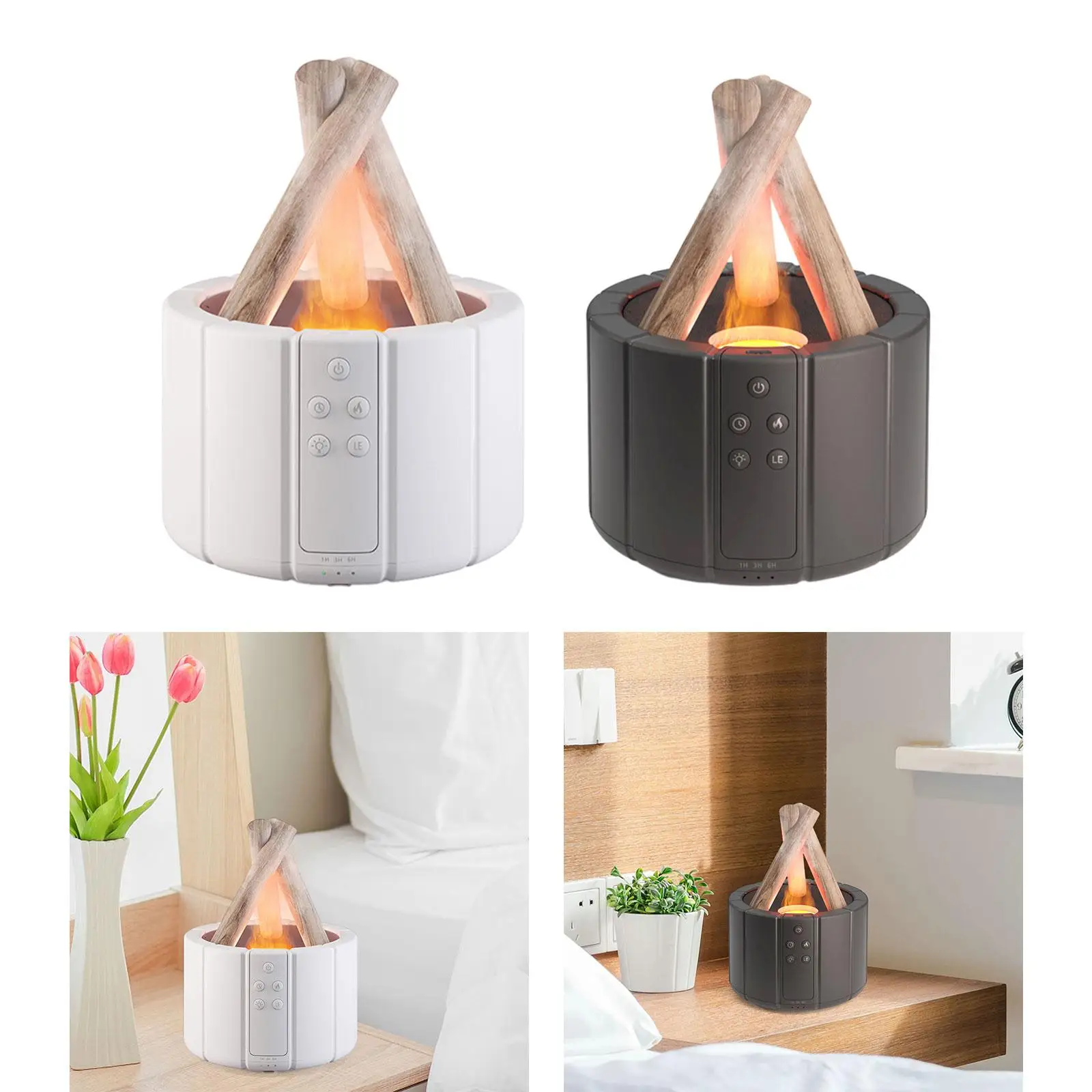 Essential Oil Diffuser 7 Color Simulation Flame Air Diffuser 250ml Air Humidifier for SPA Office Bedroom Living Room Large Room 