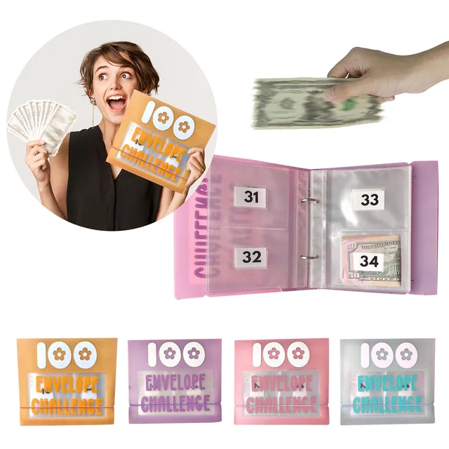 Carpeta de ahorro de dinero, carpeta de almacenamiento para sobres de 100,  Kit de desafío de ahorro de dinero, regalo como libro de desafío, 100  sobres - AliExpress