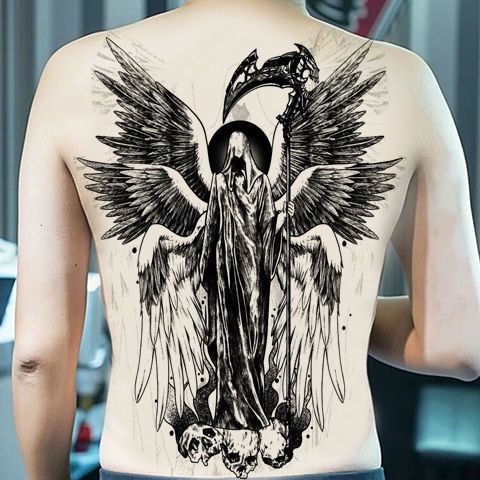 Engel Dämon Flügel Tattoo für Frauen Mann Punk zurück Kunst temporäre Tattoos wasserdichte gefälschte Tattoo dauerhafte Goth Tattoo Aufkleber – Detail 4