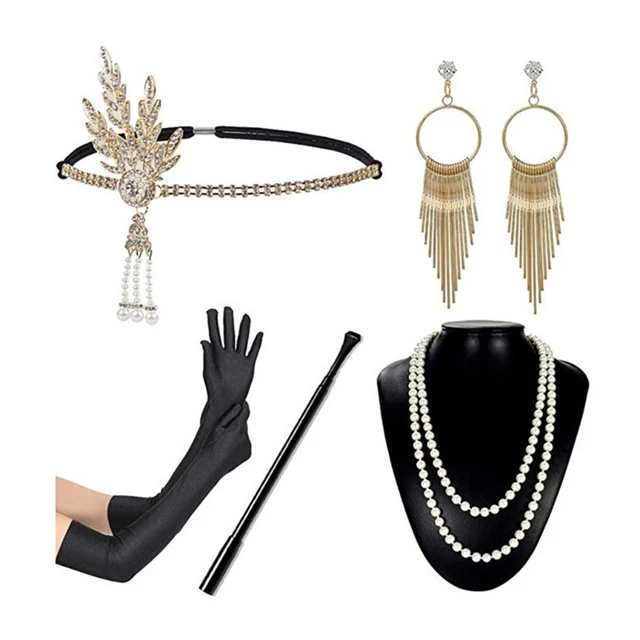 1920s Flapper Gatsby Costume Accessories Set 20s Long Gloves Necklace Props  Flapper Headpiece Headband For Womens Dropshipping - Hair Accessories Set -  AliExpress