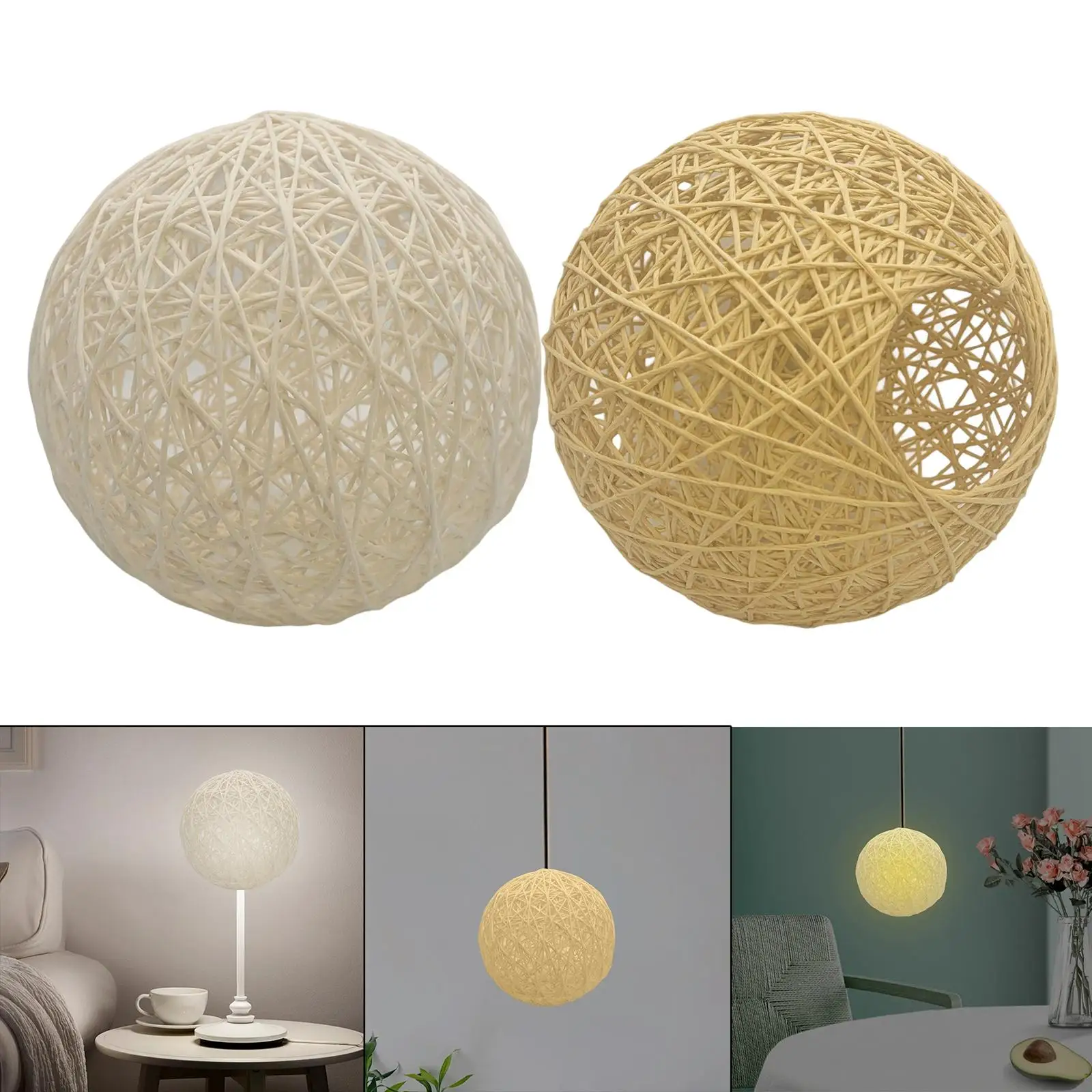 Woven Pendant Light Shade Basket Chandelier Lamp Shade Lamp Cover Decorative Rattan Lampshade for Bar Tea House Dining Room Cafe