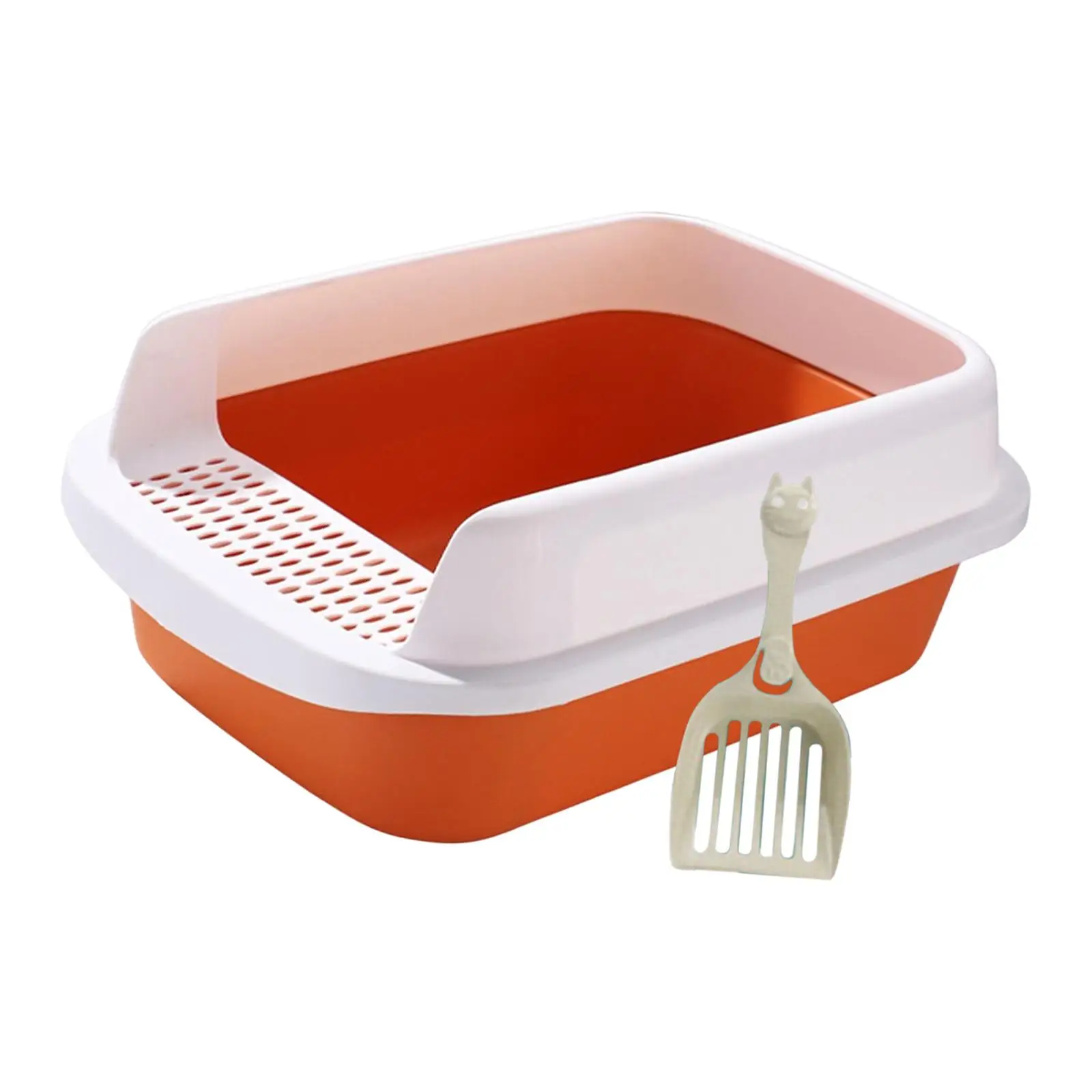 Cat Potty Toilet Heighten Semi Closed Pet Litter Tray Splashproof Bedpan Removable Litter Pan Large Sandbox for Indoor Cats