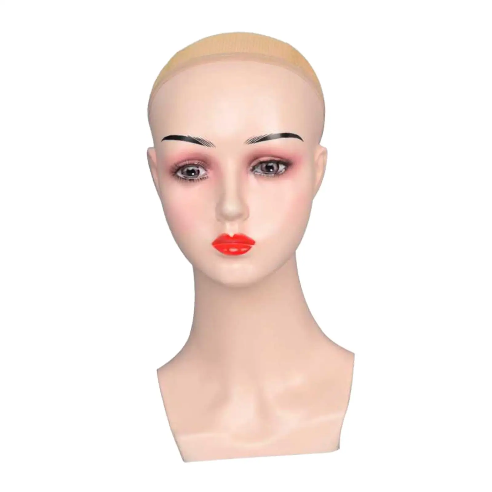 Female Bald Mannequin Head Stable Base Smooth Multipurpose Wig Holder Manikin for Glasses Hats Necklace Hairpieces Wigs Making