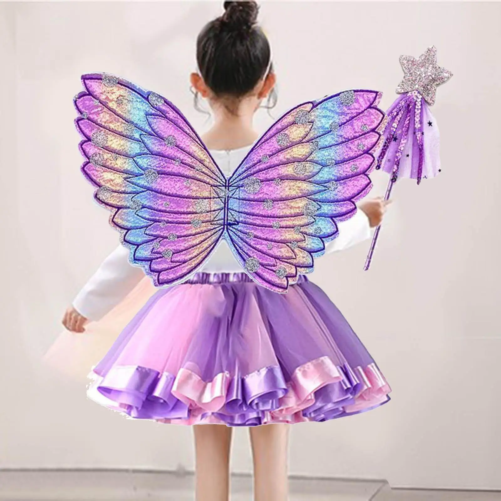 Girls Butterfly Wing Costume, Fancy Dress up  Child ,  Apparel Kids Outfit for Party Halloween Christmas Holiday