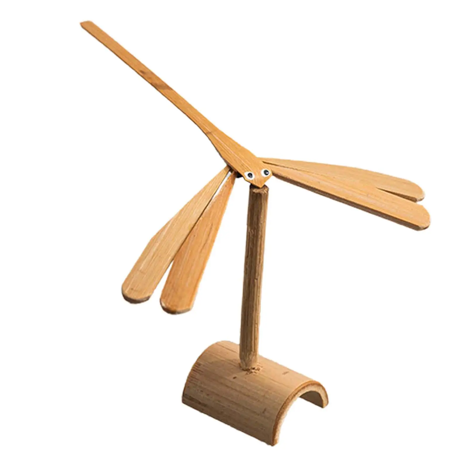 Flying Helicopter Toy with Stable Base Handmade Crafts Bamboo Propeller for Holidays Bedroom Gift Home Decor Aniversary