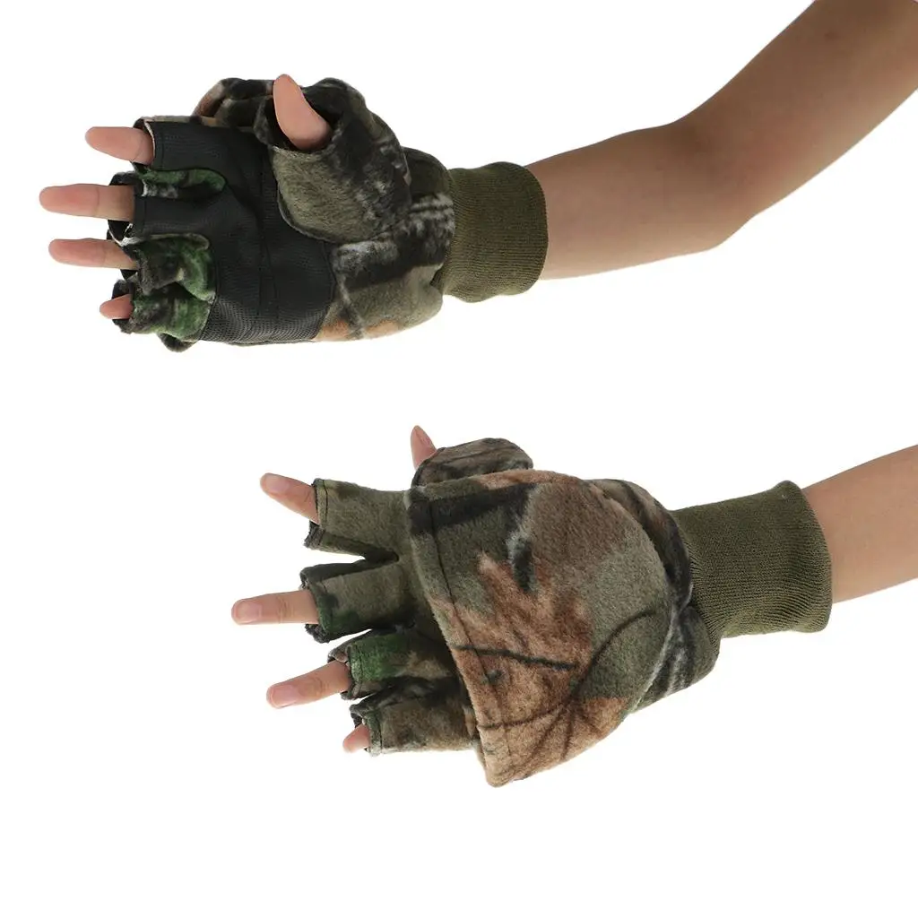 Worm Winter Fishing Gloves Camo Hunting Glove Thick Flip  Flip Top Glove