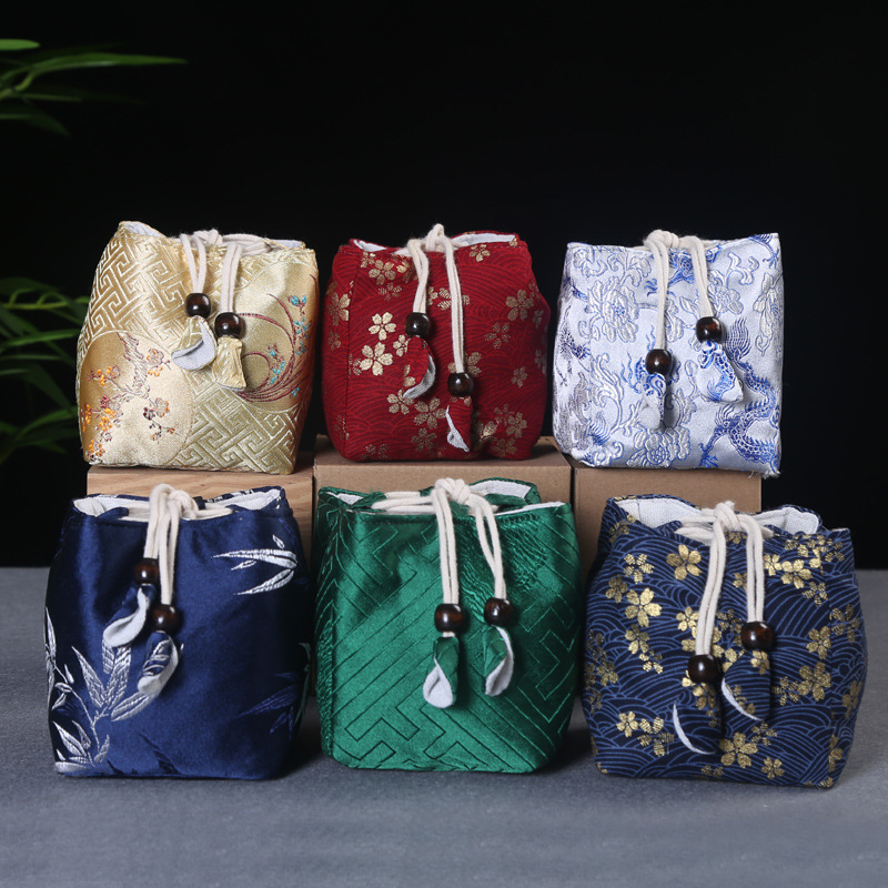 Description Picture 3 of itemTea Ceremony Utensils Cloth Bag, Travel Tea Set Storage Bag, Teacup Teapot Packing, Fabric Drawstring Bag